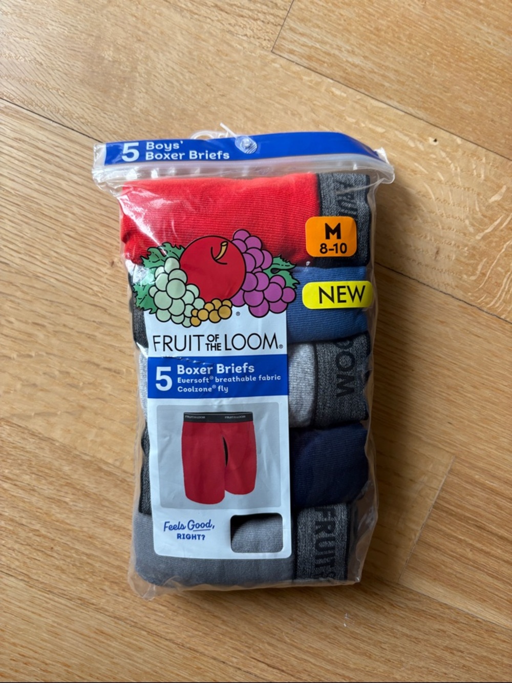 Fruit of the Loom Boys 5-Pack Boxer Briefs - Red, Gray, Blue